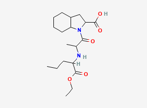 Two-dimensional chemical structure of 1-(2-((1-(Ethoxycarbonyl)butyl)amino)propionyl)octahydro-1H-indole-2-carboxylic acid