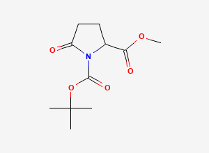 Two-dimensional chemical structure of 1-tert-Butyl 2-methyl 5-oxopyrrolidine-1,2-dicarboxylate