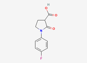 Two-dimensional chemical structure of 1-(4-Fluorophenyl)-2-oxo-3-pyrrolidinecarboxylic acid