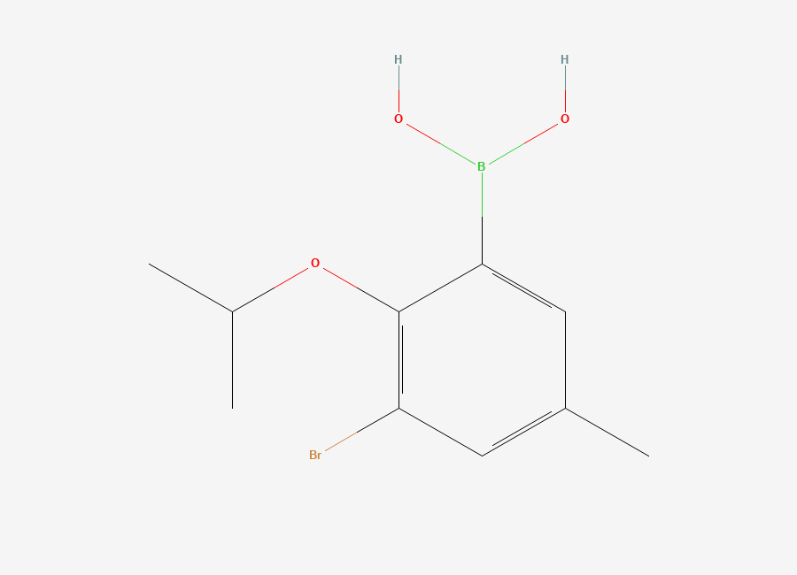 Two-dimensional chemical structure of 3-Bromo-2-isopropoxy-5-methylphenylboronic acid