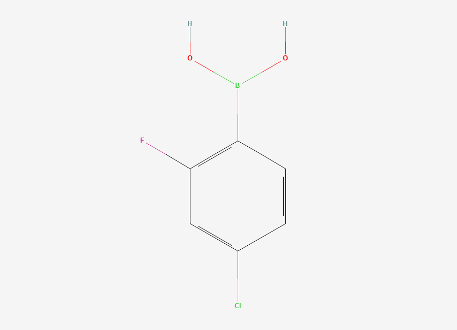 Two-dimensional chemical structure of (4-Chloro-2-fluorophenyl)boronic acid