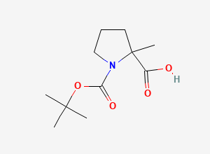 Two-dimensional chemical structure of 1-[(Tert-butoxy)carbonyl]-2-methylpyrrolidine-2-carboxylic acid