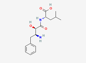 Two-dimensional chemical structure of (2S)-2-[[(2R,3S)-3-amino-2-hydroxy-4-phenylbutanoyl]amino]-4-methylpentanoic acid