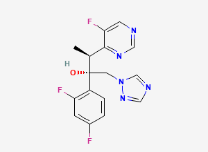 Two-dimensional chemical structure of (2S,3S)-2-(2,4-difluorophenyl)-3-(5-fluoropyrimidin-4-yl)-1-(1,2,4-triazol-1-yl)butan-2-ol
