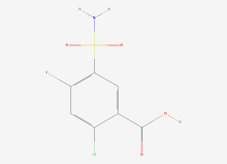 Two-dimensional chemical structure of 2-Chloro-4-fluoro-5-sulfamoylbenzoic acid