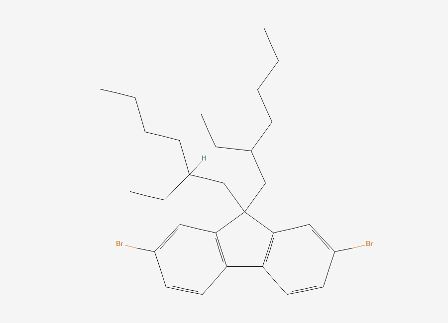 Two-dimensional chemical structure of 2,7-Dibromo-9,9-bis(2-ethylhexyl)fluorene