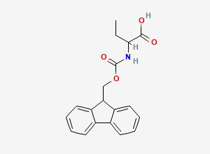 Two-dimensional chemical structure of 2-[[(9H-Fluoren-9-ylmethoxy)carbonyl]amino]butanoic acid