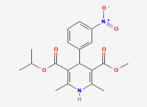 Two-dimensional chemical structure of 3-Isopropyl 5-methyl 2,6-dimethyl-4-(3-nitrophenyl)-1,4-dihydropyridine-3,5-dicarboxylate, CAS 39562-18-0