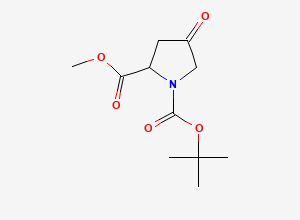 Two-dimensional chemical structure of 1-tert-Butyl 2-methyl 4-oxopyrrolidine-1,2-dicarboxylate