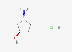 Two-dimensional chemical structure of rac-(1R,3R)-3-aminocyclopentan-1-ol hydrochloride