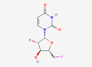 Two-dimensional chemical structure of 1-[(2R,3S,4R,5S)-3-fluoro-4-hydroxy-5-(iodomethyl)oxolan-2-yl]pyrimidine-2,4-dione