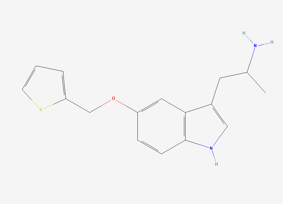 Two-dimensional chemical structure of 1-(5-(2-Thenyloxy)-1H-indol-3-yl)propan-2-amine