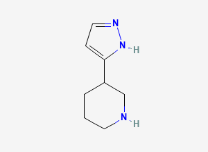 Two-dimensional chemical structure of 3-(1H-pyrazol-5-yl)piperidine