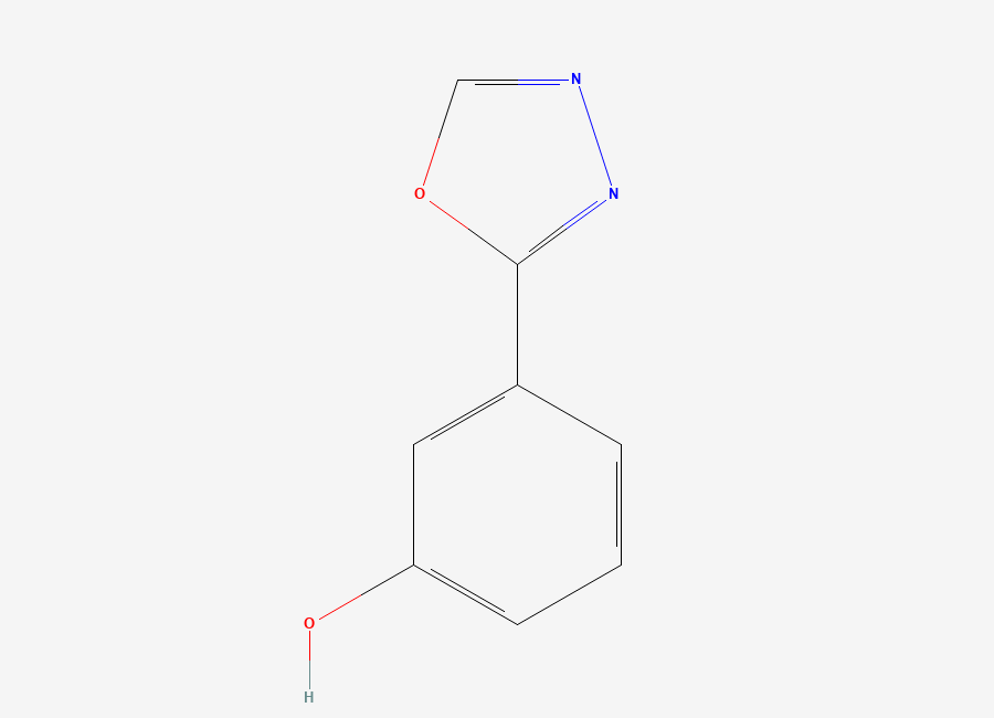 Two-dimensional chemical structure of 3-(1,3,4-Oxadiazol-2-yl)phenol