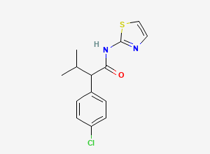 Two-dimensional chemical structure of 2-(4-chlorophenyl)-3-methyl-N-(thiazol-2-yl)butanamide