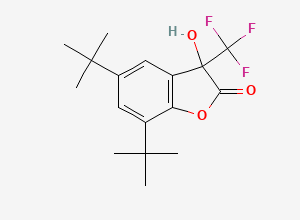 Two-dimensional chemical structure of (R,S)-5,7-di-tert-butyl-3-hydroxy-3-trifluoromethyl-3H-benzofuran-2-one