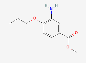 Two-dimensional chemical structure of Methyl 3-amino-4-propoxybenzoate, CAS 1096331-88-2