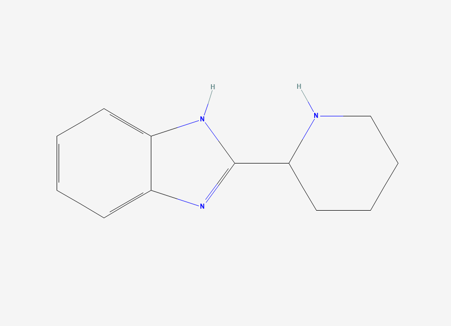 Two-dimensional chemical structure of 2-(piperidin-2-yl)-1H-1,3-benzodiazole