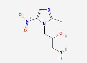 Two-dimensional chemical structure of 1-amino-3-(2-methyl-5-nitroimidazol-1-yl)propan-2-ol