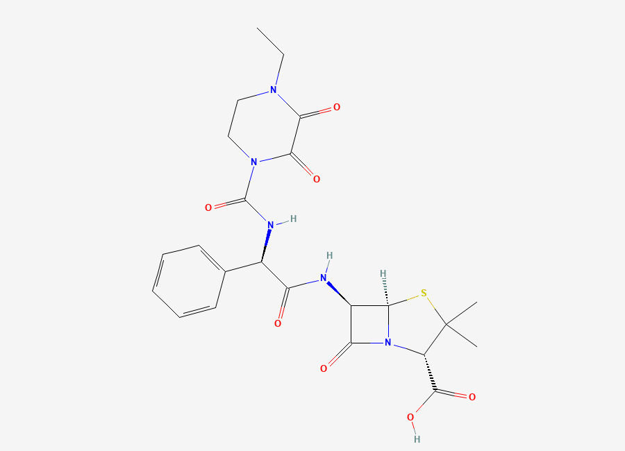 Two-dimensional chemical structure of Piperacillin, CAS 61477-96-1
