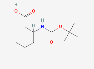 Two-dimensional chemical structure of 3-((tert-Butoxycarbonyl)amino)-5-methylhexanoic acid