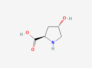 Two-dimensional chemical structure of (2R,4S)-4-hydroxypyrrolidine-2-carboxylic acid