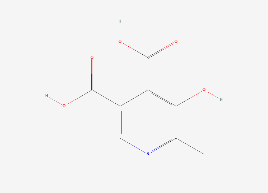 Two-dimensional chemical structure of 5-Hydroxy-6-methyl-3,4-pyridinedicarboxylic acid, CAS 479-30-1