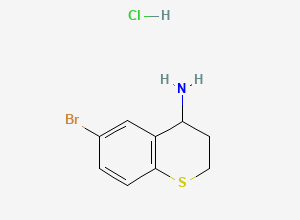Two-dimensional chemical structure of 6-bromo-3,4-dihydro-2H-1-benzothiopyran-4-amine hydrochloride