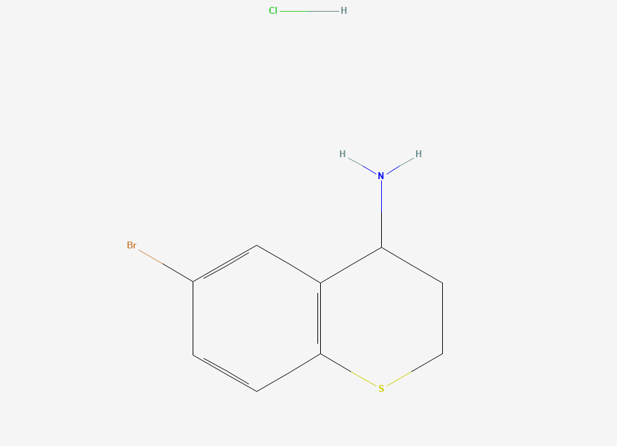 Two-dimensional chemical structure of 6-bromo-3,4-dihydro-2H-1-benzothiopyran-4-amine hydrochloride
