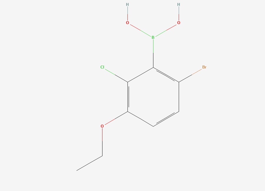 Two-dimensional chemical structure of 6-Bromo-2-chloro-3-ethoxyphenylboronic acid