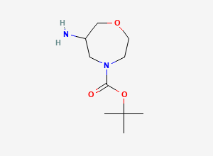 Two-dimensional chemical structure of Tert-butyl 6-amino-1,4-oxazepane-4-carboxylate