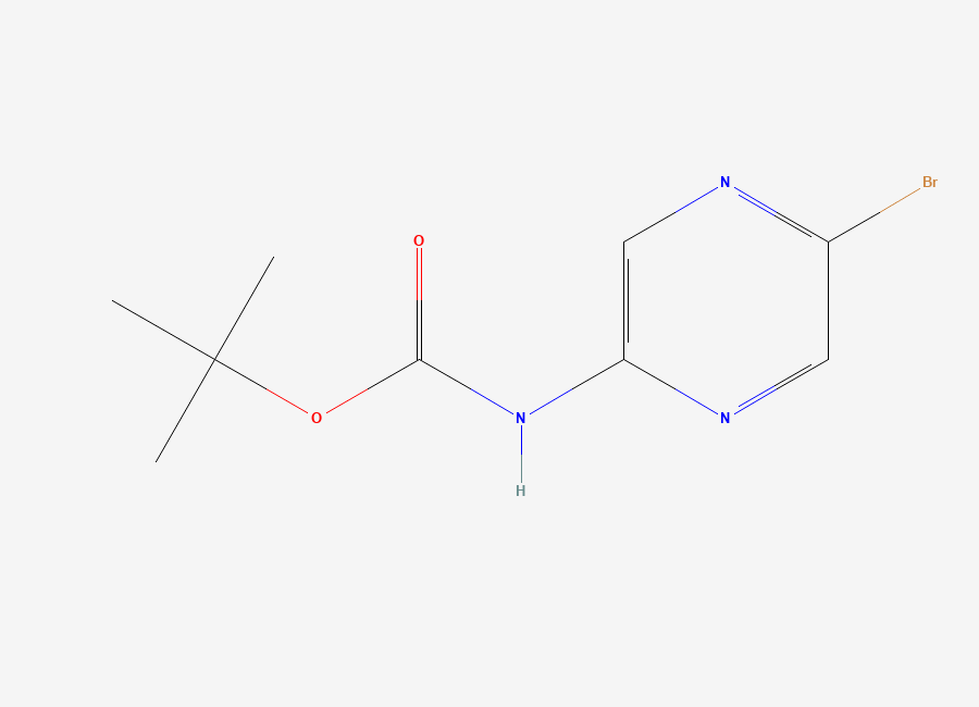 Two-dimensional chemical structure of tert-Butyl (5-bromopyrazin-2-yl)carbamate