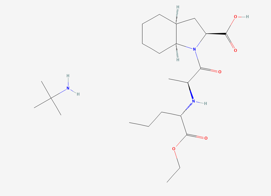 Two-dimensional chemical structure of Perindopril Erbumine, CAS 107133-36-8