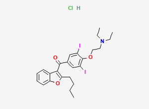 Two-dimensional chemical structure of Amiodarone Hydrochloride, CAS 19774-82-4