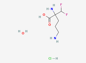 Two-dimensional chemical structure of Ornithine, 2-(difluoromethyl)-, hydrochloride, hydrate (1:1:1)