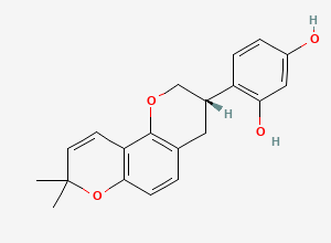 Two-dimensional chemical structure of 4-[(3S)-8,8-dimethyl-3,4-dihydro-2H-pyrano[2,3-f]chromen-3-yl]resorcinol
