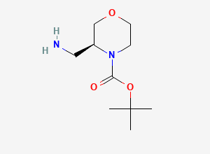 Two-dimensional chemical structure of (S)-tert-Butyl 3-(aminomethyl)morpholine-4-carboxylate