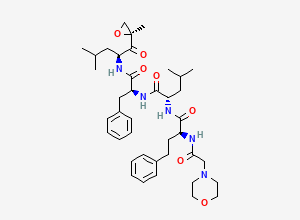 Two-dimensional chemical structure of (S)-4-Methyl-N-((S)-1-(((S)-4-Methyl-1-((S)-2-Methyloxiran-2-yl)-1-oxopentan-2-yl)aMino)-1-oxo-3-phenylpropan-2-yl)-2-((S)-2-(2-MorpholinoacetaMido)-4-phenylbutanaMido)pentanaMide
