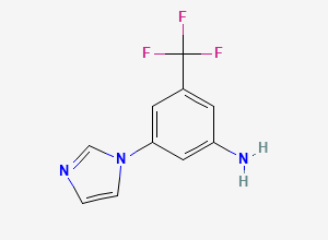 Two-dimensional chemical structure of 3-(1H-Imidazol-1-YL)-5-(trifluoromethyl)aniline, CAS 943320-48-7