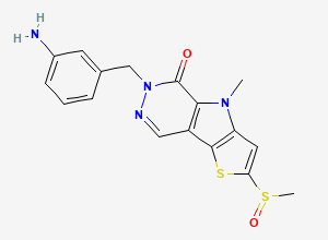 Two-dimensional chemical structure of 6-((3-Aminophenyl)methyl)-4,6-dihydro-4-methyl-2-(methylsulfinyl)-5H-thieno(2',3':4,5)pyrrolo(2,3-d)pyridazin-5-one