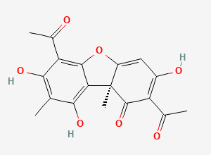 Two-dimensional chemical structure of (-)-Usnic Acid