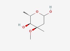 Two-dimensional chemical structure of (4R,5S,6S)-4-Methoxy-4,6-dimethyltetrahydro-2H-pyran-2,5-diol