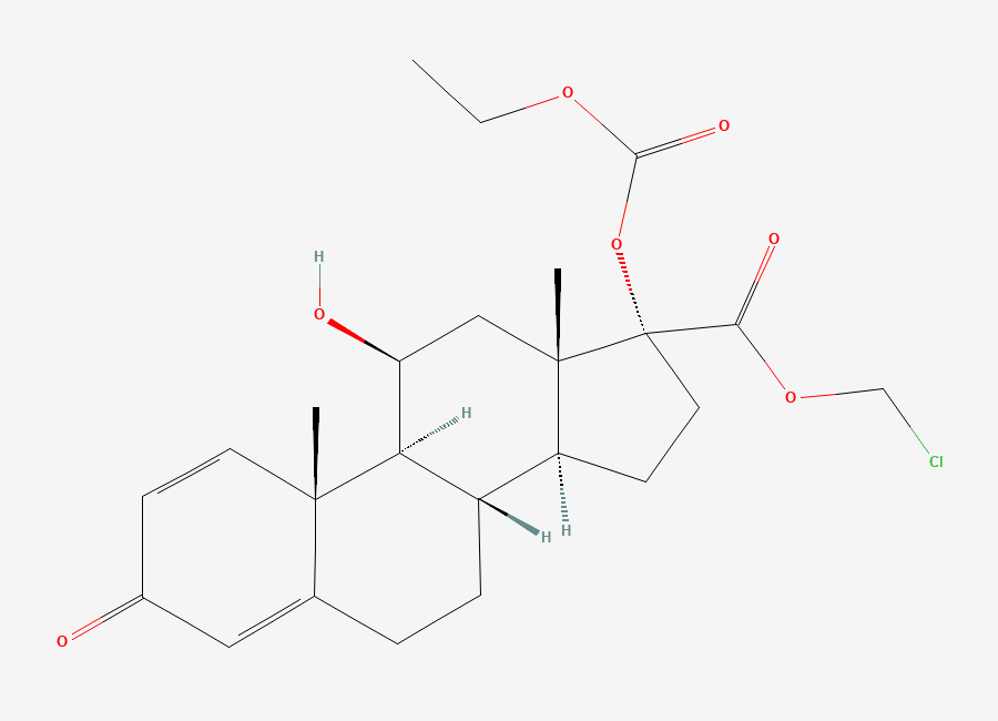 Two-dimensional chemical structure of Loteprednol Etabonate, CAS 82034-46-6