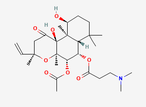 Two-dimensional chemical structure of N,N-Dimethyl-beta-alanine (3R,4aR,5S,6S,6aS,10S,10aR,10bS)-5-(acetyloxy)-3-ethenyldodecahydro-10,10b-dihydroxy-3,4a,7,7,10a-pentamethyl-1-oxo-1H-naphtho(2,1-b)pyran-6-yl ester