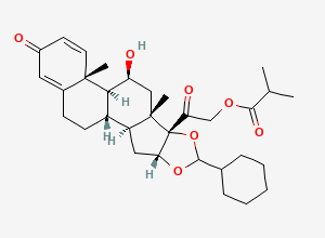 Two-dimensional chemical structure of 2-[(1S,2S,4R,8S,9S,11S,12S,13R)-6-cyclohexyl-11-hydroxy-9,13-dimethyl-16-oxo-5,7-dioxapentacyclo[10.8.0.0^{2,9}.0^{4,8}.0^{13,18}]icosa-14,17-dien-8-yl]-2-oxoethyl 2-methylpropanoate