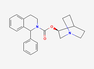 Two-dimensional chemical structure of (3S)-1-azabicyclo[2.2.2]octan-3-yl 1-phenyl-1,2,3,4-tetrahydroisoquinoline-2-carboxylate