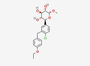 Two-dimensional chemical structure of (2S,3R,4R,5S,6R)-2-[4-chloro-3-[(4-ethoxyphenyl)methyl]phenyl]-6-methoxyoxane-3,4,5-triol