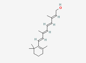 Two-dimensional chemical structure of (2E,4E,6E,8E)-3,7-dimethyl-9-(2,6,6-trimethylcyclohex-1-en-1-yl)nona-2,4,6,8-tetraen-1-ol, CAS 69686-69-7