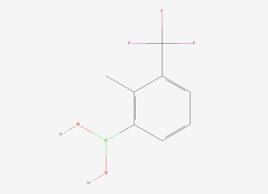 Two-dimensional chemical structure of 2-Methyl-3-(trifluoromethyl)phenylboronic acid