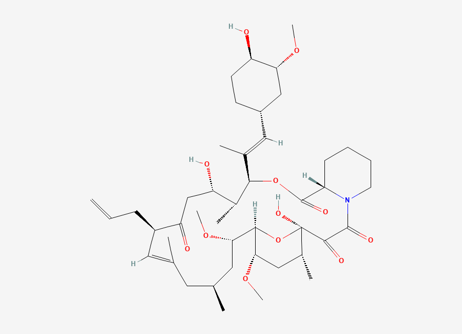 Two-dimensional chemical structure of Tacrolimus, CAS 104987-11-3
